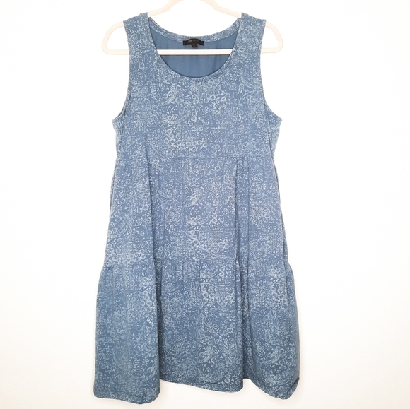FRYE Faded Bandana Blue Tiered Above the Knee Tank A Line Floral Dress XL - Picture 2 of 7